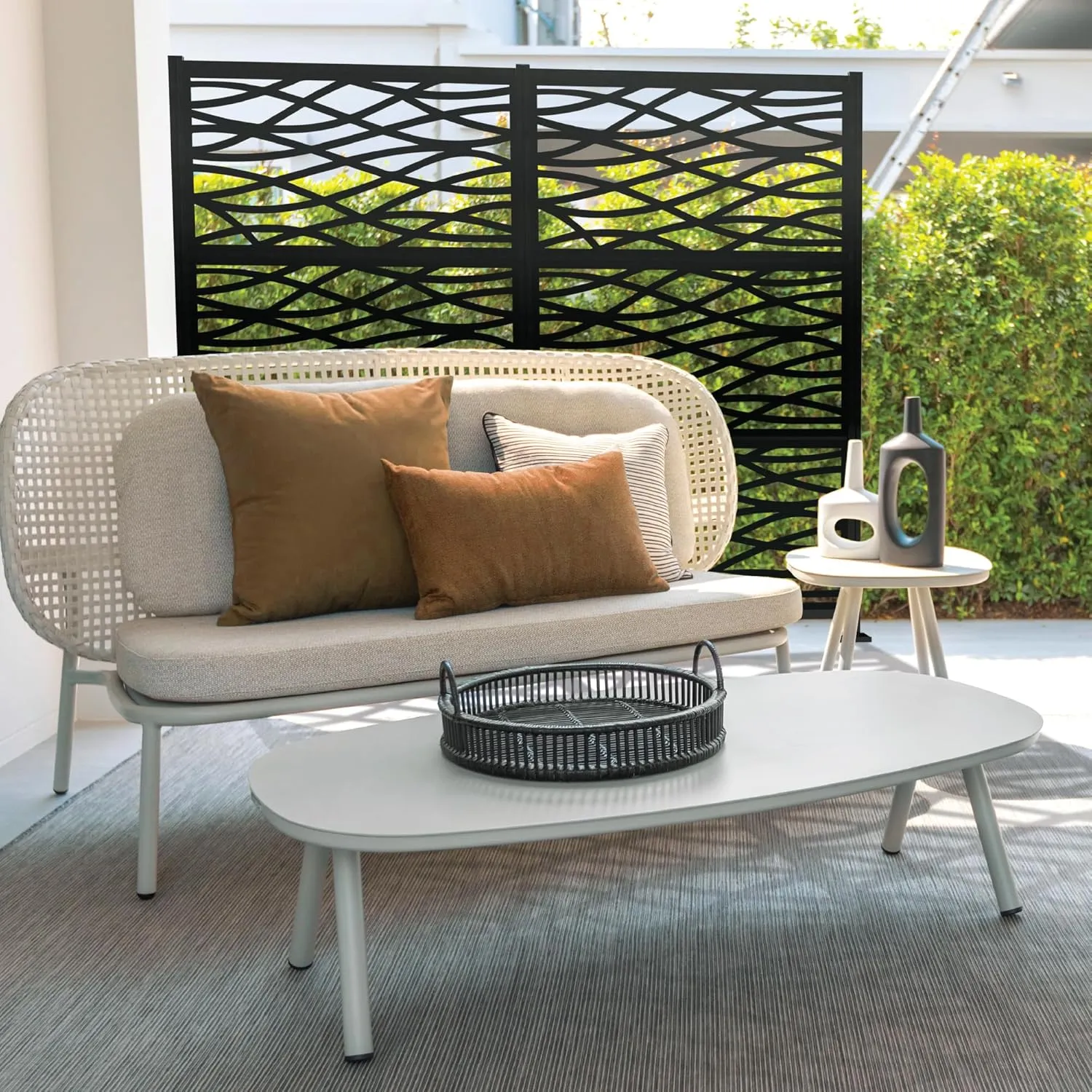 Wave Decorative Lattice, Privacy Screen, Deck Skirting, Multi-use Panel (2 ft. x 4 ft., Black, 1)