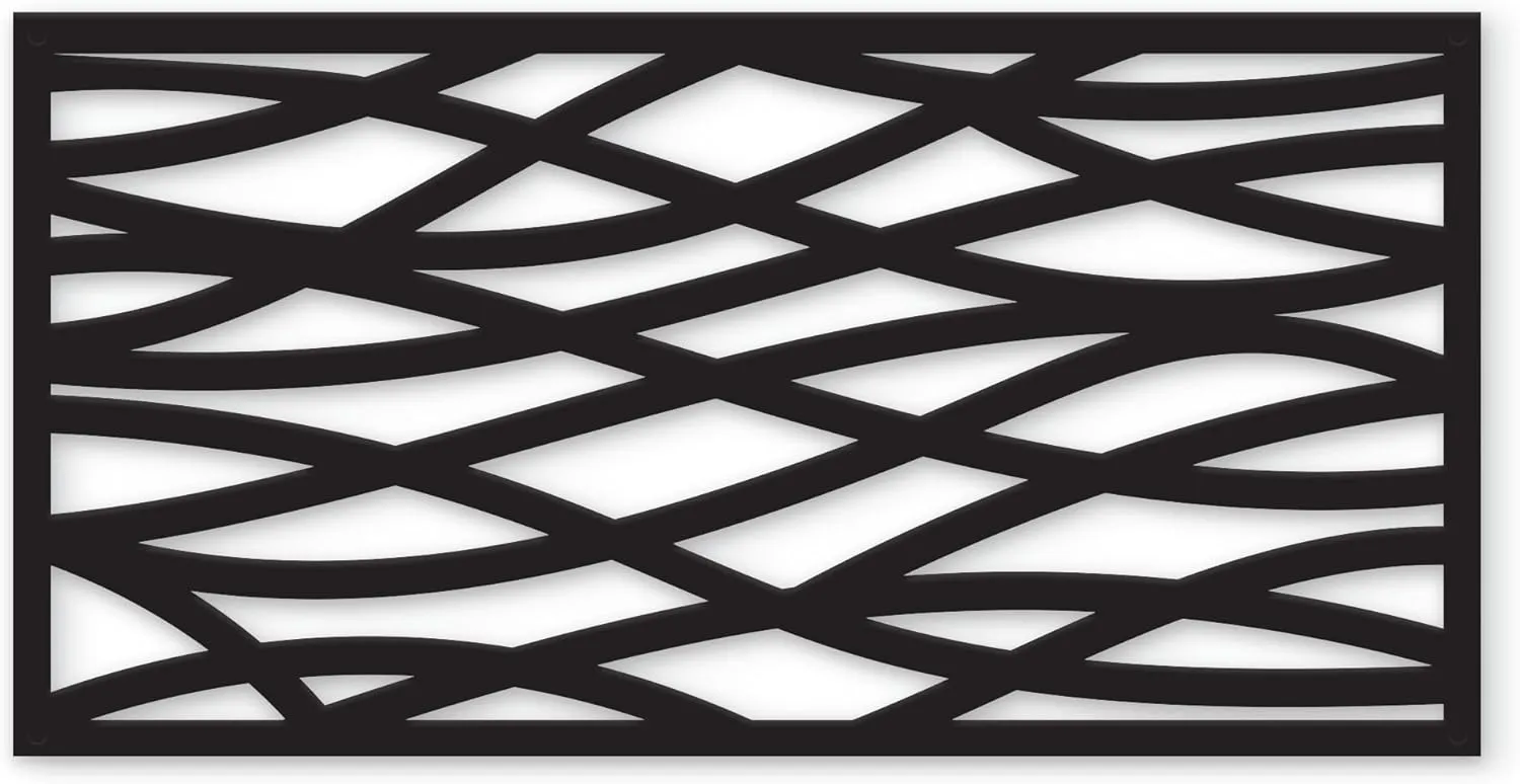 Wave Decorative Lattice, Privacy Screen, Deck Skirting, Multi-use Panel (2 ft. x 4 ft., Black, 1)