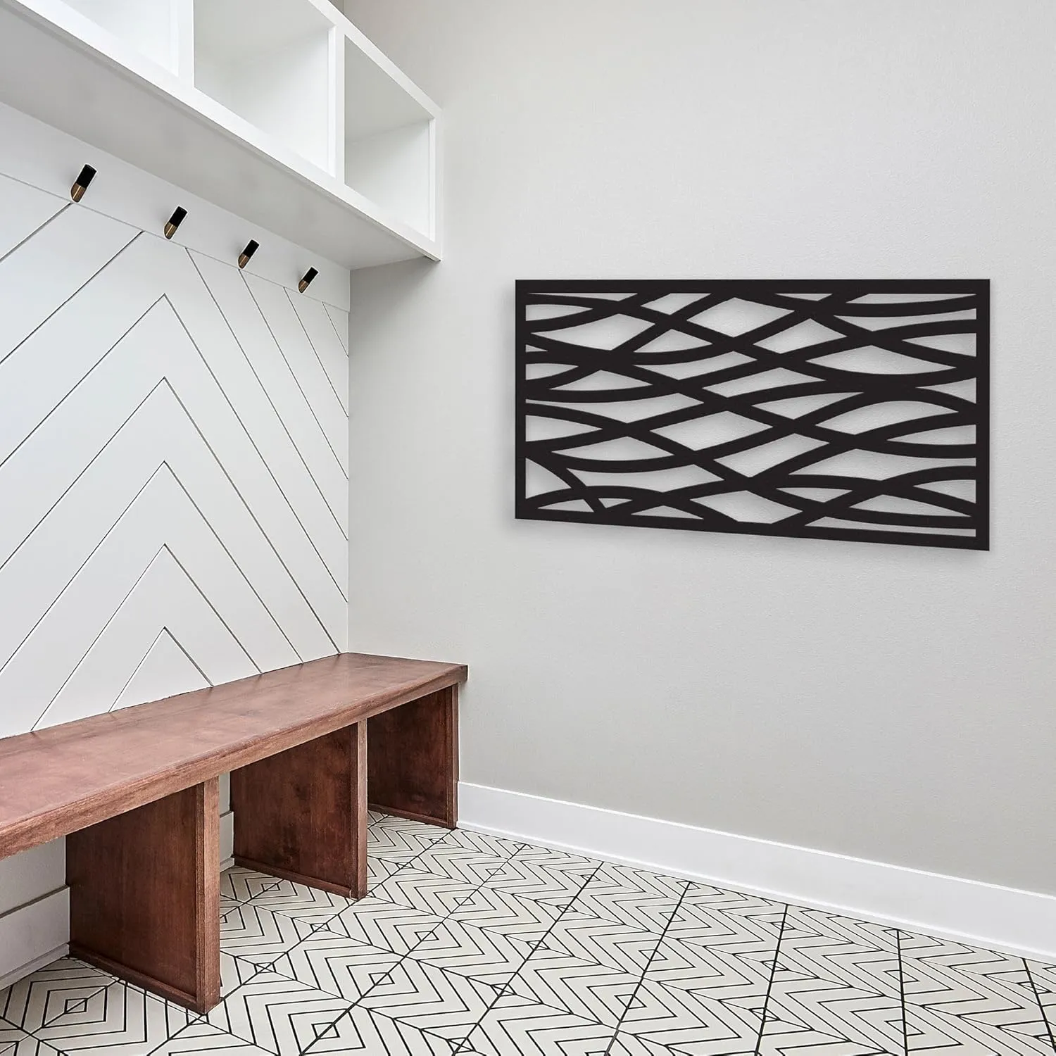 Wave Decorative Lattice, Privacy Screen, Deck Skirting, Multi-use Panel (2 ft. x 4 ft., Black, 1)