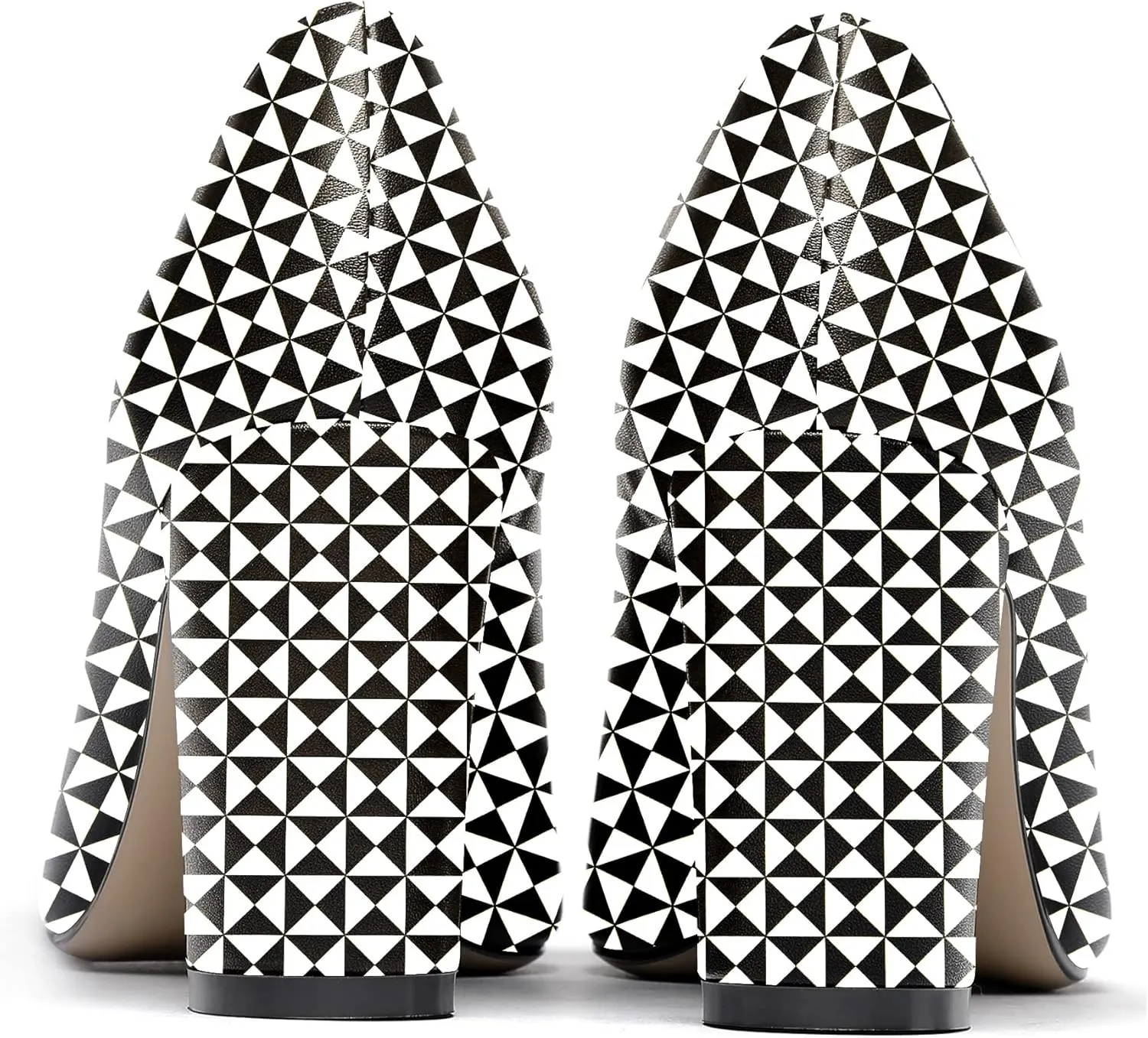 WAYDERNS Women's Gold Metal Chain Matte Slip On Pointed Toe Block High Heel Pumps Shoes 3.5 Inch