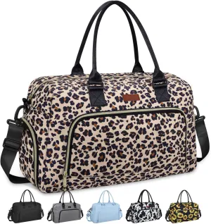 Weekender Bags for Women, LEBFEO Gym Bag for Women with Shoes Compartment, Personal Item Travel Bag, Carry on Overnight Travel Duffel Bag, Hospital Bags for Labor and Delivery, leopard