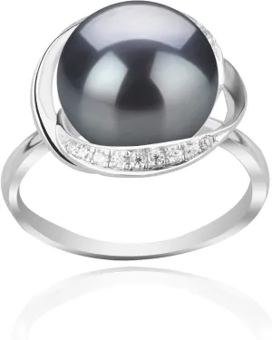 Wendy Black 11-12mm AAA Quality Freshwater 925 Sterling Silver Cultured Pearl Ring For Women