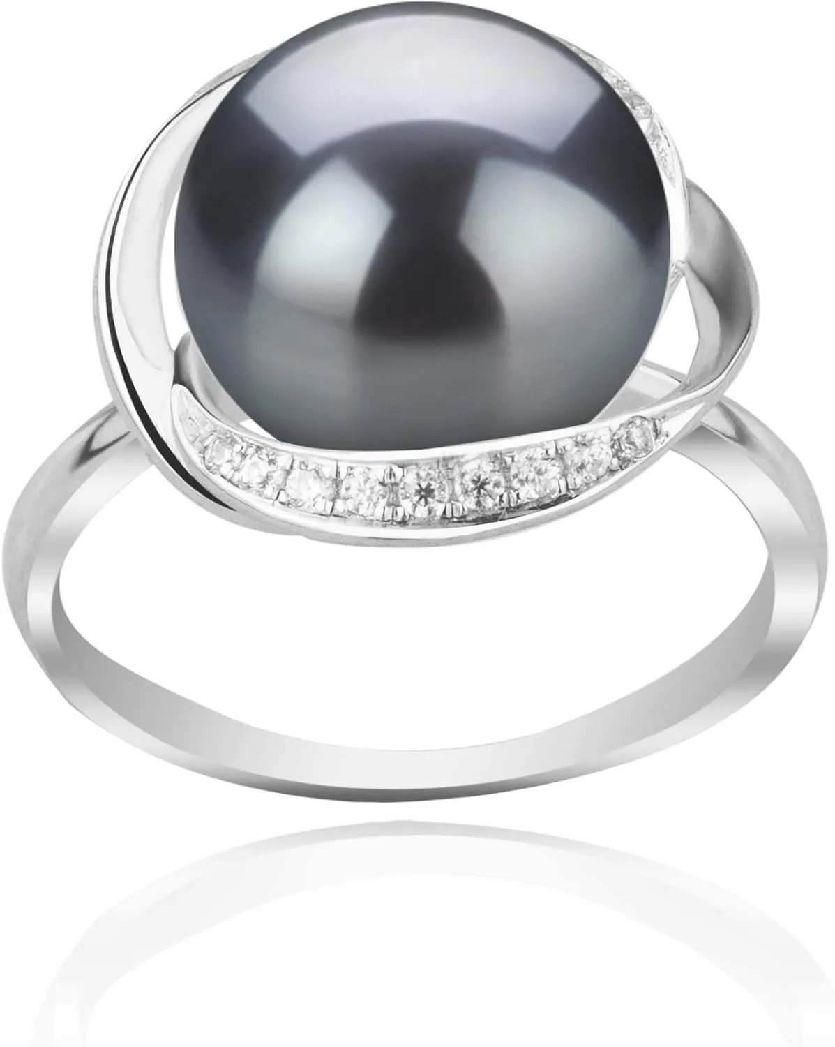 Wendy Black 11-12mm AAA Quality Freshwater 925 Sterling Silver Cultured Pearl Ring For Women