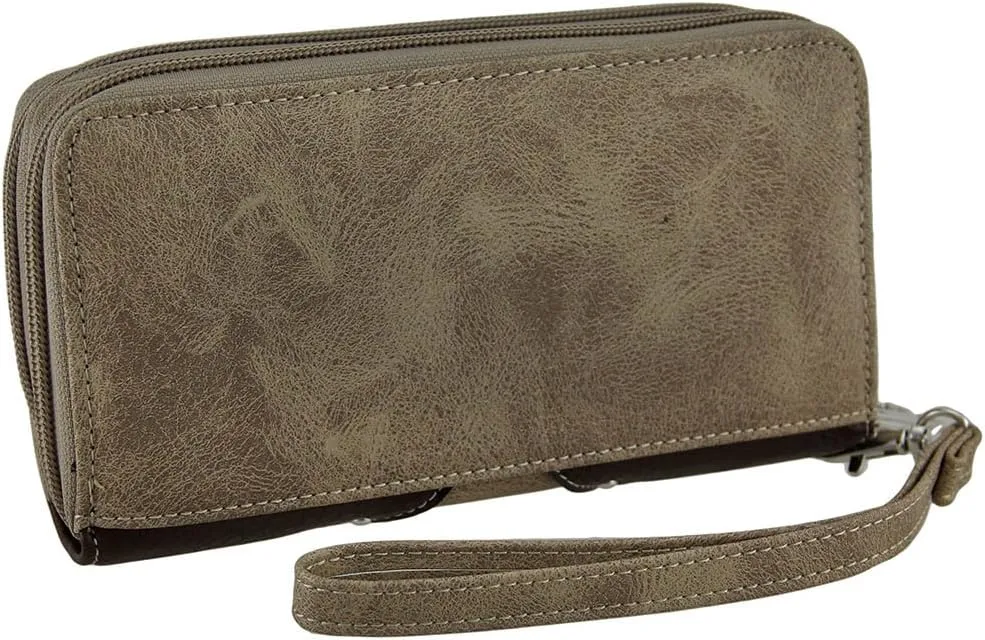 Western Embroidered Concealed Carry Purse/Wallet Set w/Rhinestone Cross