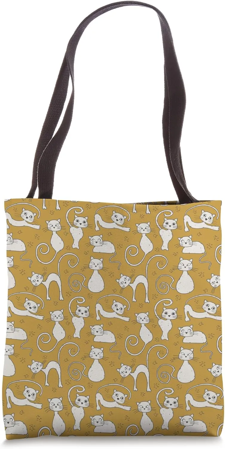 Whimsical Hand-Drawn Cats – Playful Minimalist Animal Art Tote Bag