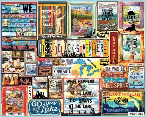 White Mountain Puzzles Lake Time 1000 Piece Jigsaw Fun Collage Puzzle