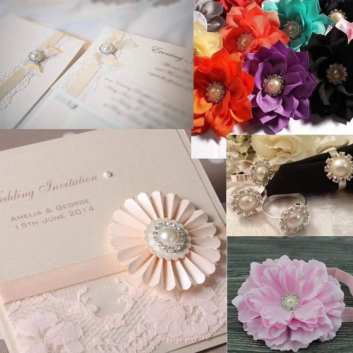 Wholesale 20 PCS 18MM Retro Vintage Round Crystal Ivory Faux Pearl Rhinestone Buttons Sew Bulk (Shank)