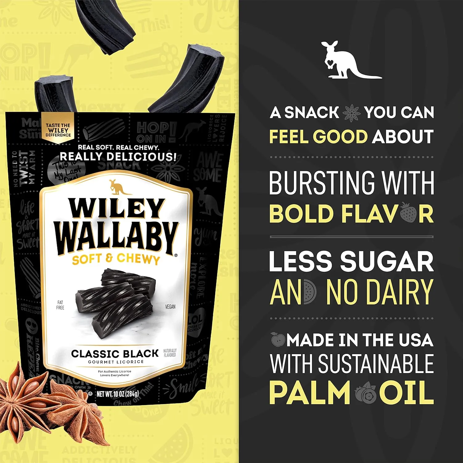 Wiley Wallaby Licorice 24 Ounce Classic Gourmet Soft & Chewy Australian Black Licorice Candy Twists, 1 Pack