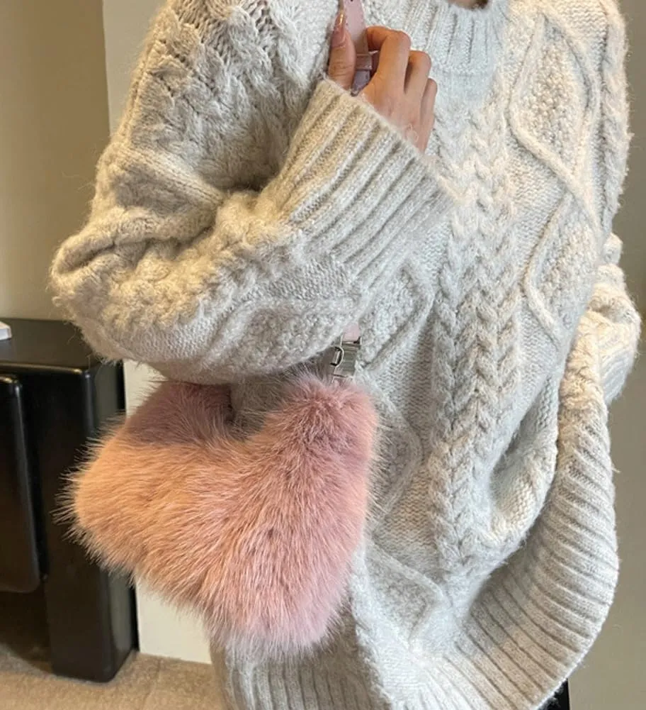 Winter Purse for Women 2024 Fluffy Shoulder Bag Fuzzy Plush Handbag Faux Fur Crossbody Bag