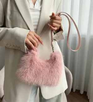 Winter Purse for Women 2024 Fluffy Shoulder Bag Fuzzy Plush Handbag Faux Fur Crossbody Bag