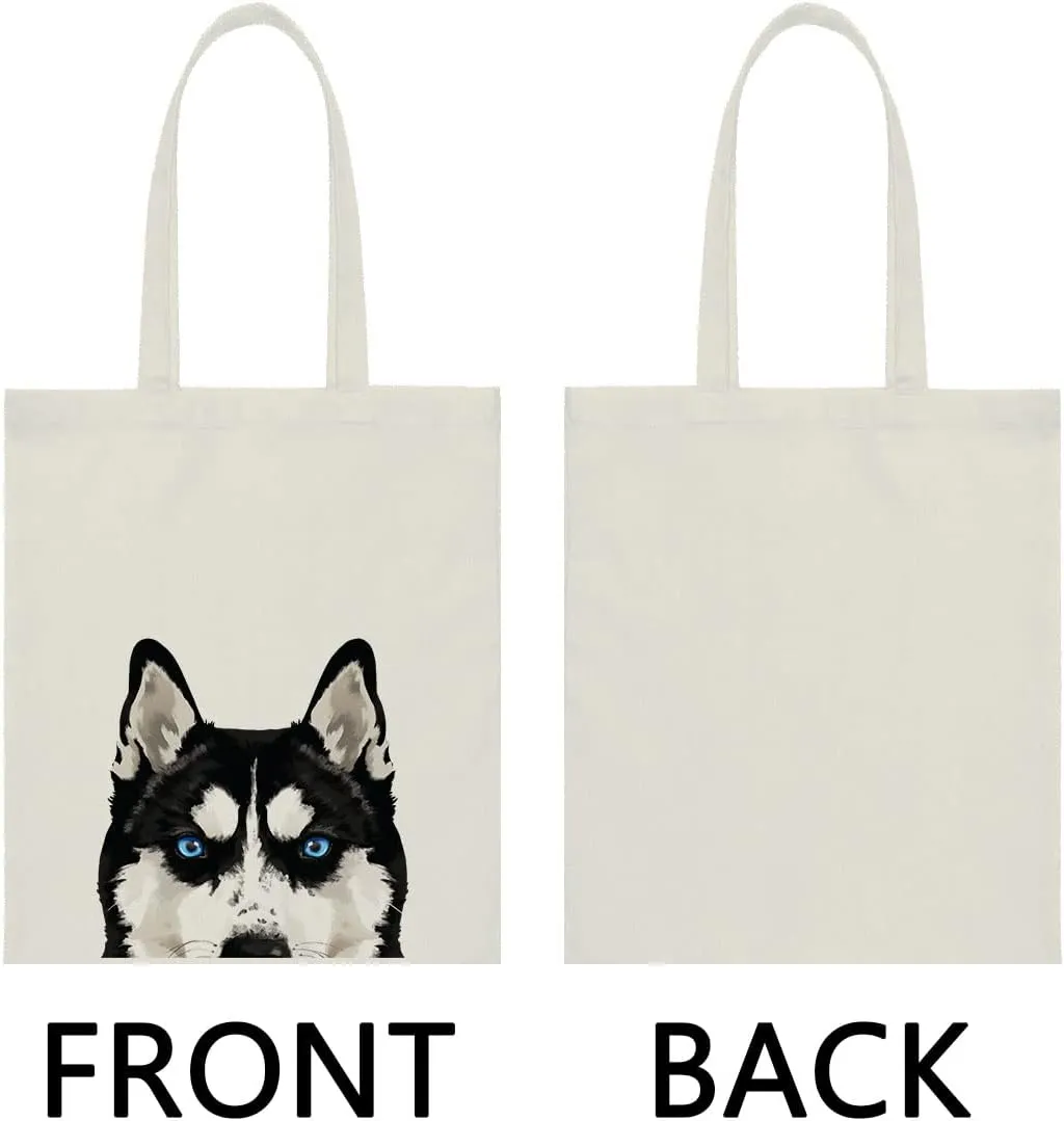 WIRESTER Canvas Tote Bag for Women & Girls - Beach, Grocery & Travel Tote - Cute Dog