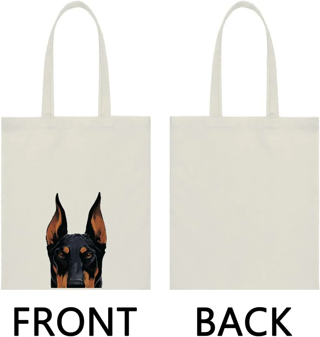 WIRESTER Canvas Tote Bag for Women & Girls - Beach, Grocery & Travel Tote - Cute Dog