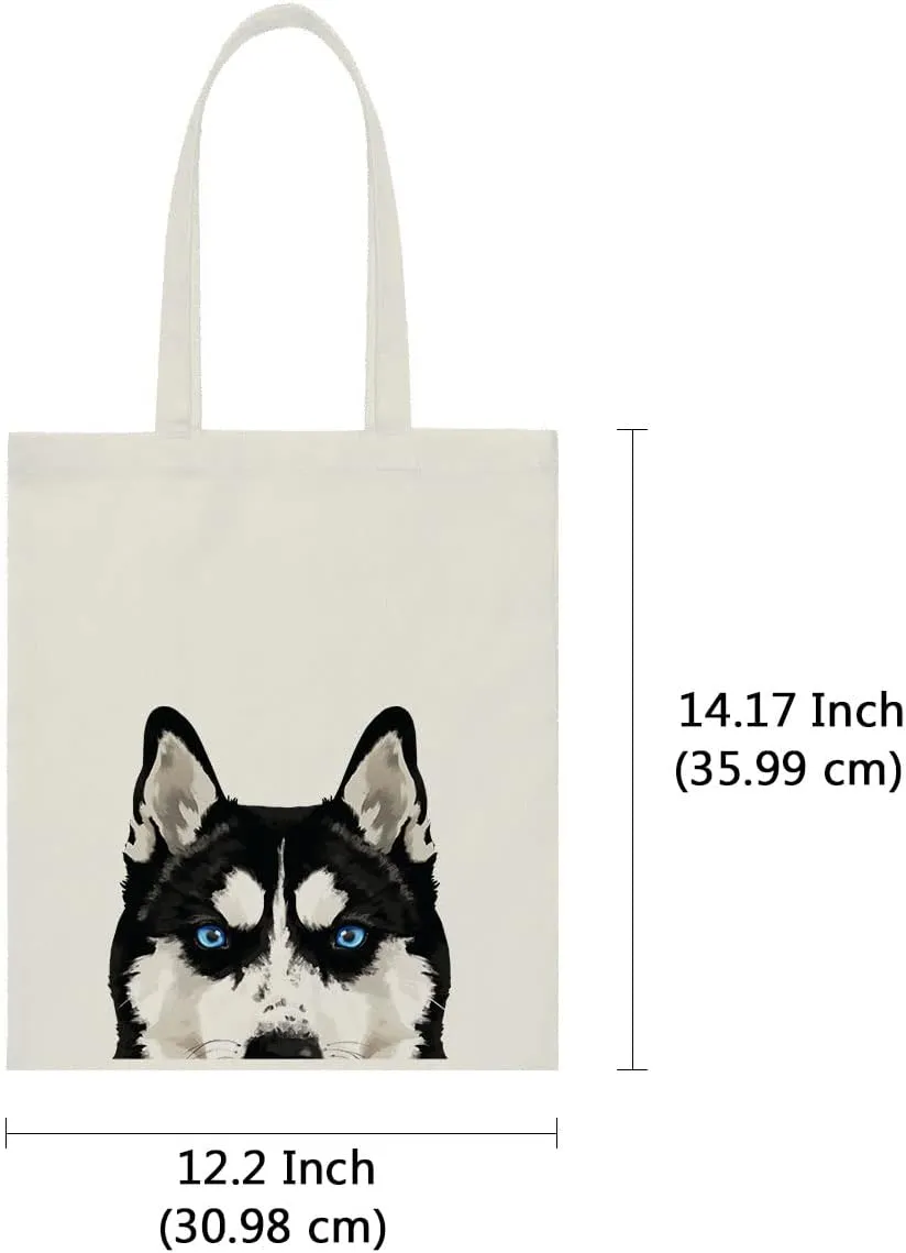 WIRESTER Canvas Tote Bag for Women & Girls - Beach, Grocery & Travel Tote - Cute Dog