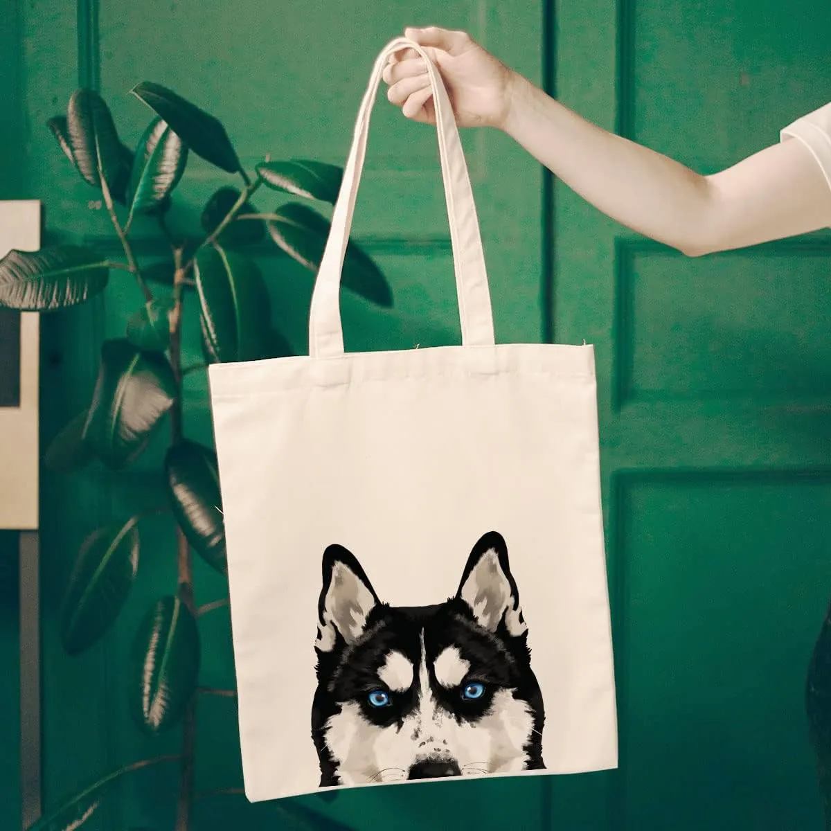 WIRESTER Canvas Tote Bag for Women & Girls - Beach, Grocery & Travel Tote - Cute Dog