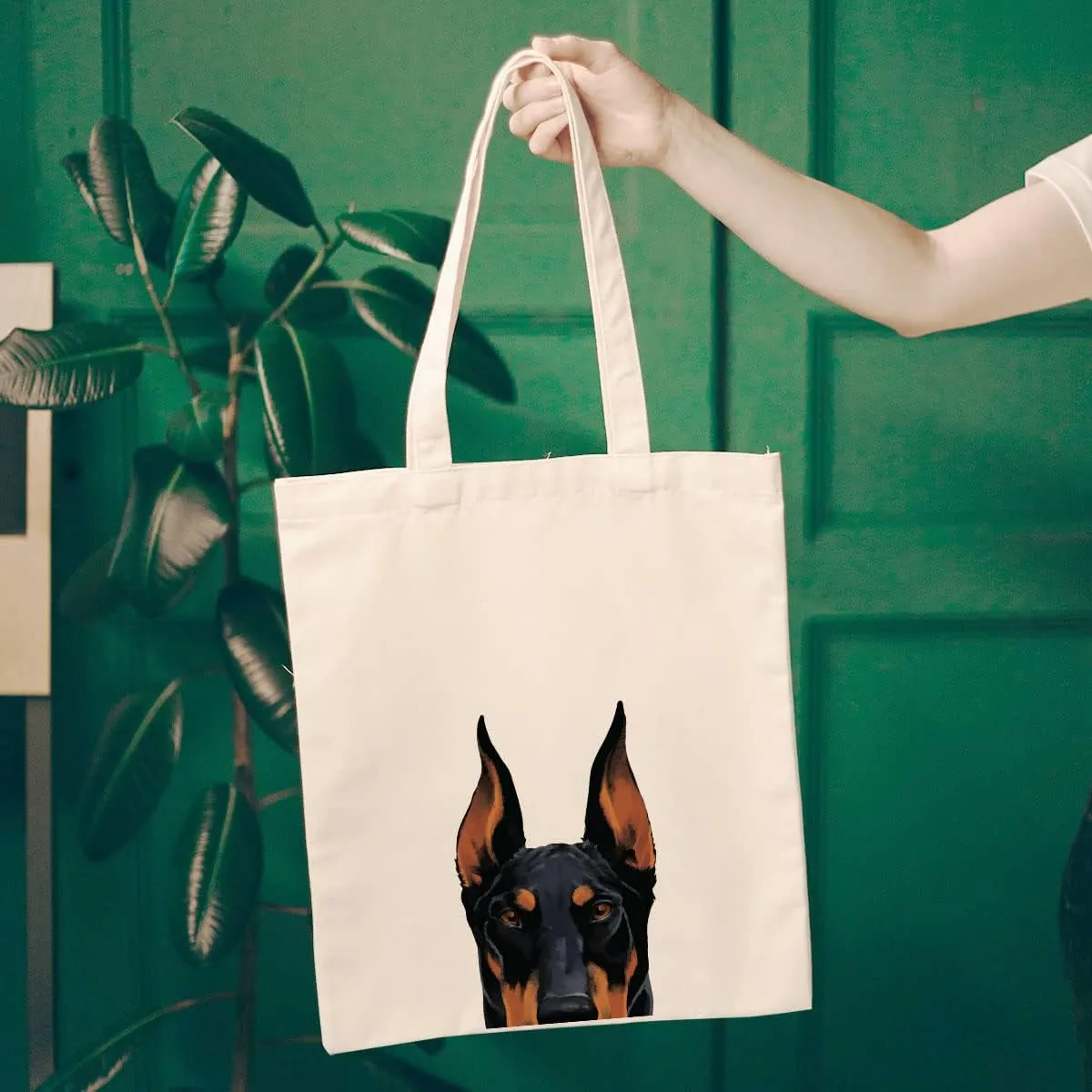 WIRESTER Canvas Tote Bag for Women & Girls - Beach, Grocery & Travel Tote - Cute Dog