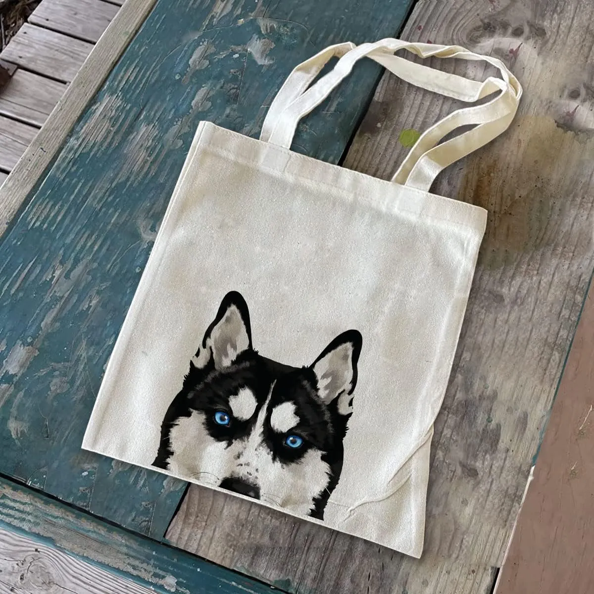 WIRESTER Canvas Tote Bag for Women & Girls - Beach, Grocery & Travel Tote - Cute Dog