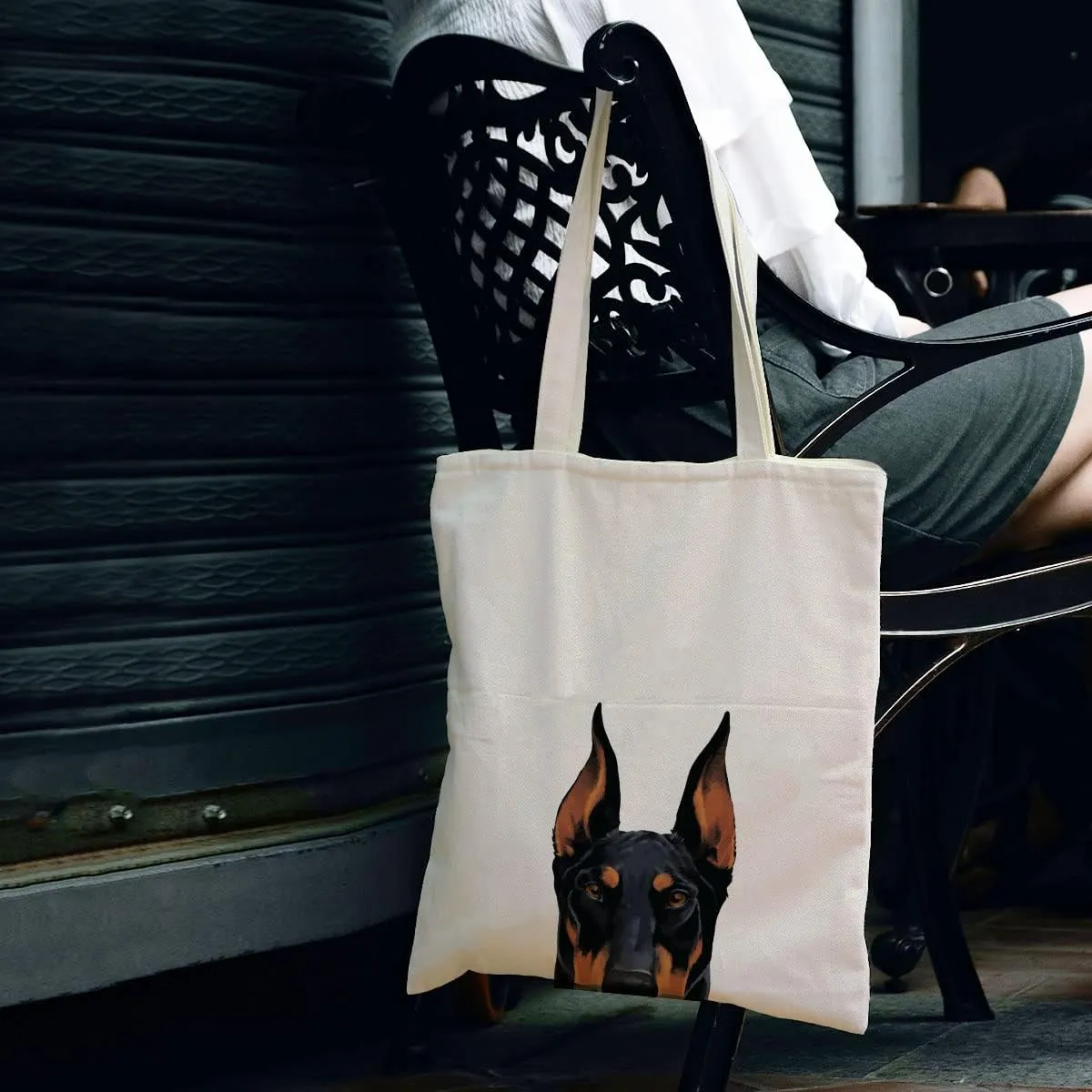 WIRESTER Canvas Tote Bag for Women & Girls - Beach, Grocery & Travel Tote - Cute Dog