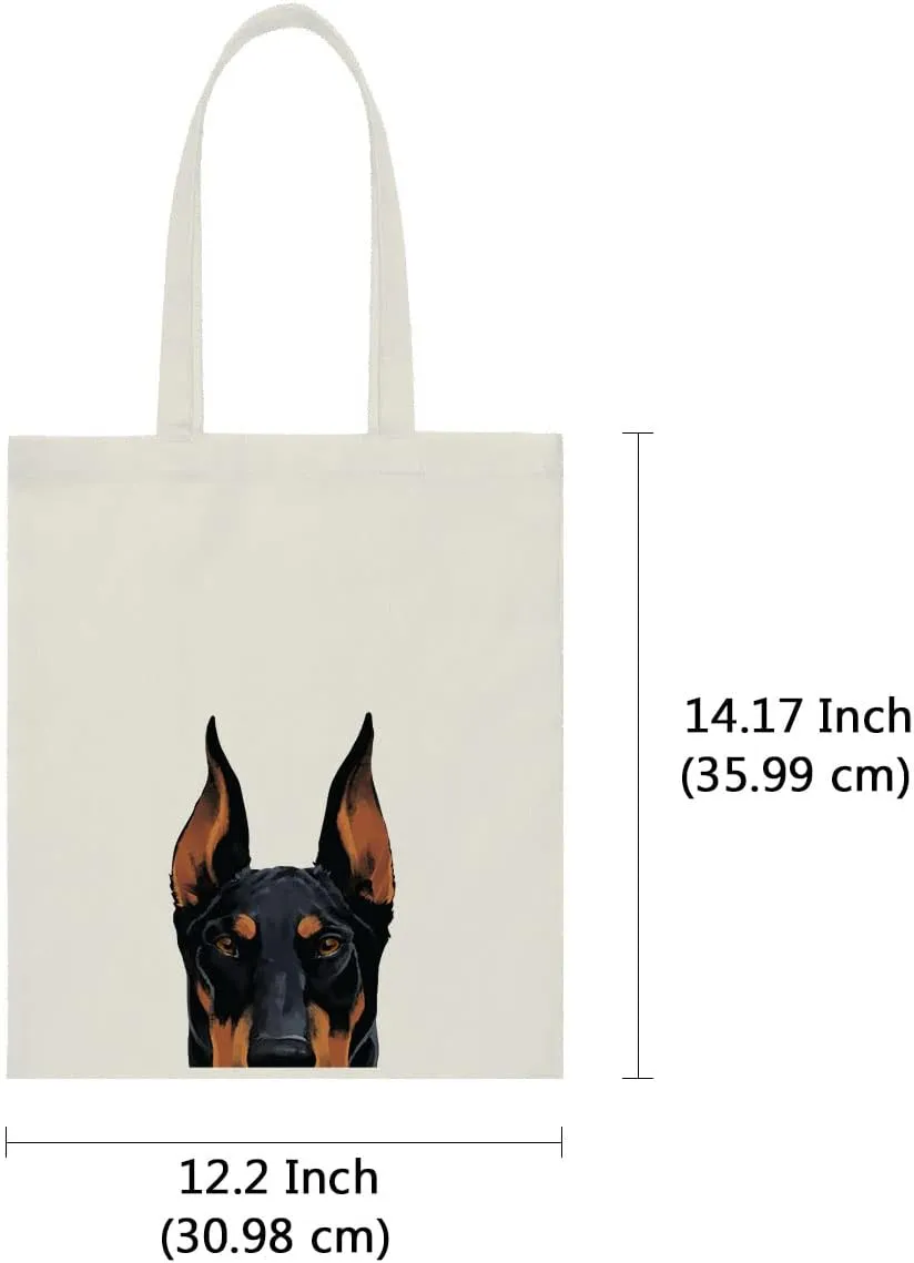 WIRESTER Canvas Tote Bag for Women & Girls - Beach, Grocery & Travel Tote - Cute Dog