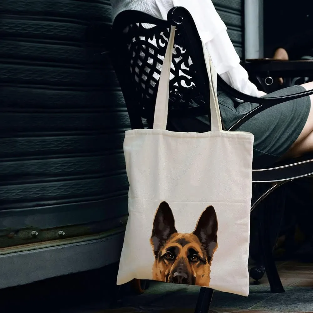 WIRESTER Reusable Canvas Tote Bag for Women Girls, Grocery Shopping Bag, Shoulder Bag, Travel Tote Bag, Dog Cat Animal