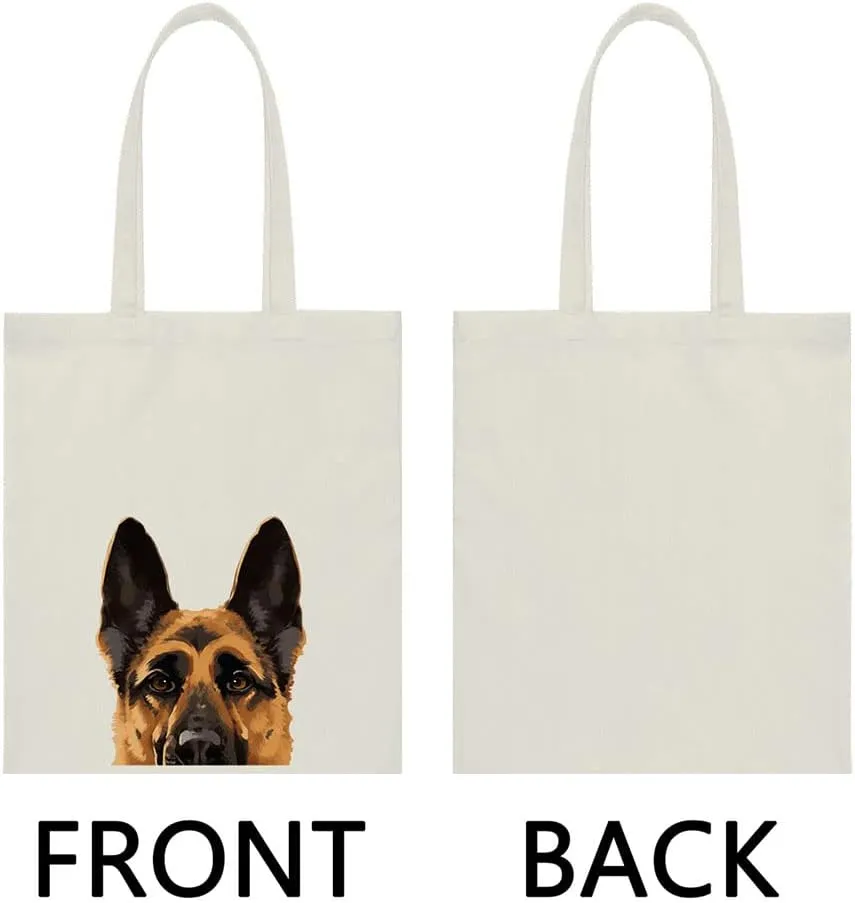 WIRESTER Reusable Canvas Tote Bag for Women Girls, Grocery Shopping Bag, Shoulder Bag, Travel Tote Bag, Dog Cat Animal