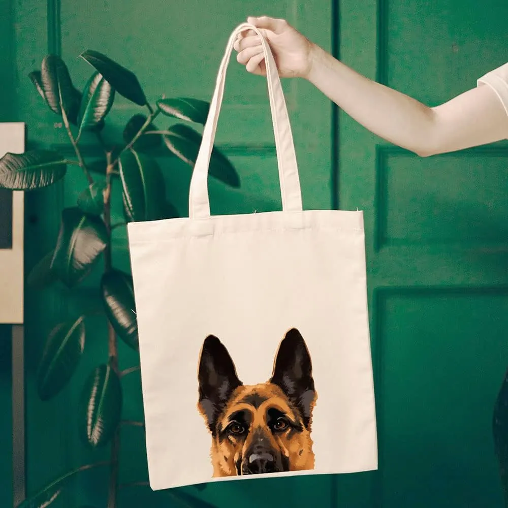 WIRESTER Reusable Canvas Tote Bag for Women Girls, Grocery Shopping Bag, Shoulder Bag, Travel Tote Bag, Dog Cat Animal