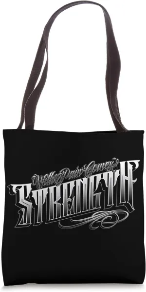 WITH PAIN COMES STRENGTH Chicano Clothing Tattoo Art Prayer Tote Bag