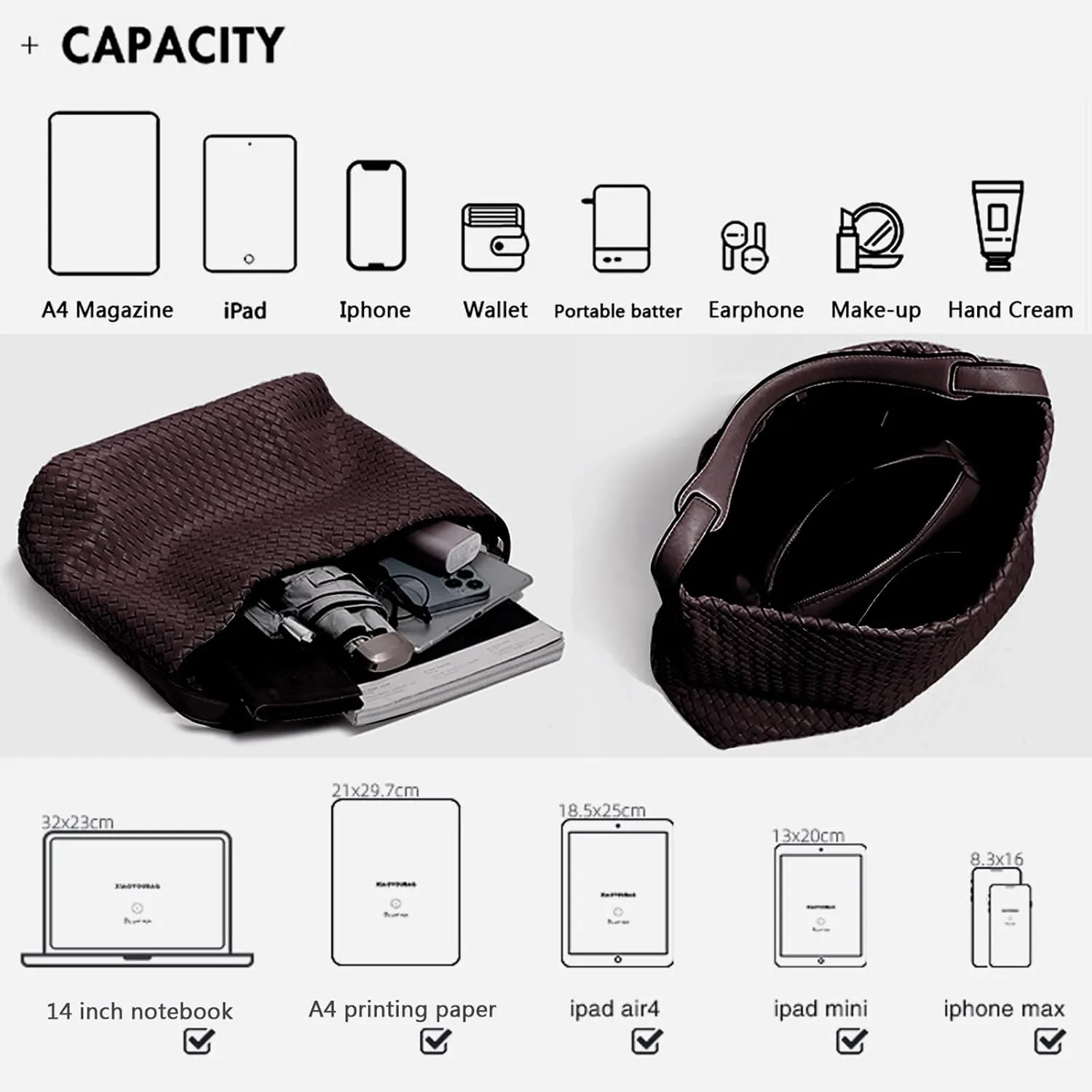 Women Boston Bag Woven Tote Vegan Leather Handbags Female Satchel Messenger Bag Fashion Shoulder Crossbody Bag Casual Hobo