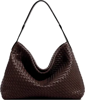 Women Boston Bag Woven Tote Vegan Leather Handbags Female Satchel Messenger Bag Fashion Shoulder Crossbody Bag Casual Hobo