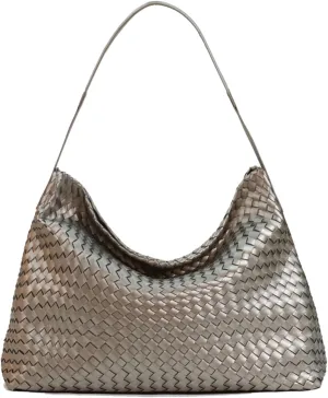 Women Boston Bag Woven Tote Vegan Leather Handbags Female Satchel Messenger Bag Fashion Shoulder Crossbody Bag Casual Hobo