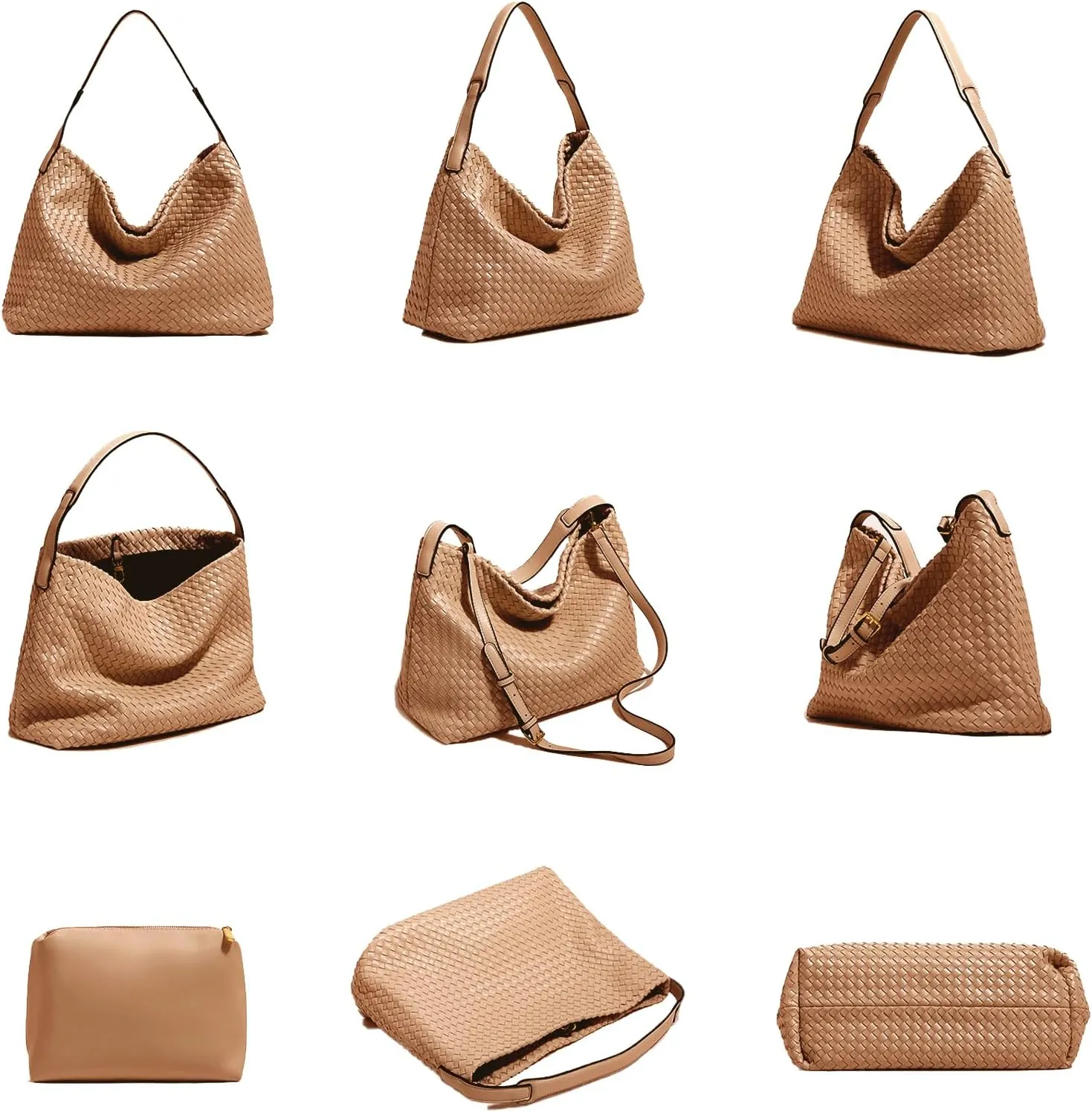 Women Boston Bag Woven Tote Vegan Leather Handbags Female Satchel Messenger Bag Fashion Shoulder Crossbody Bag Casual Hobo