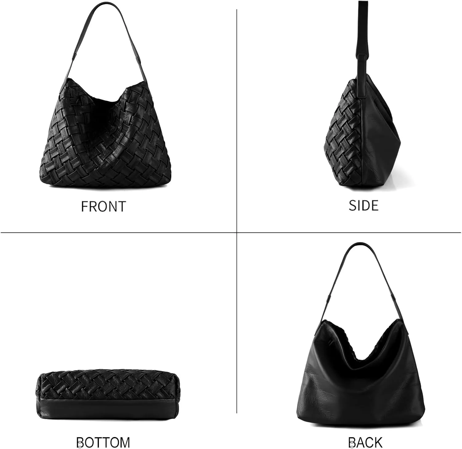 Women Boston Bag Woven Tote Vegan Leather Handbags Female Satchel Messenger Bag Fashion Shoulder Crossbody Bag Casual Hobo