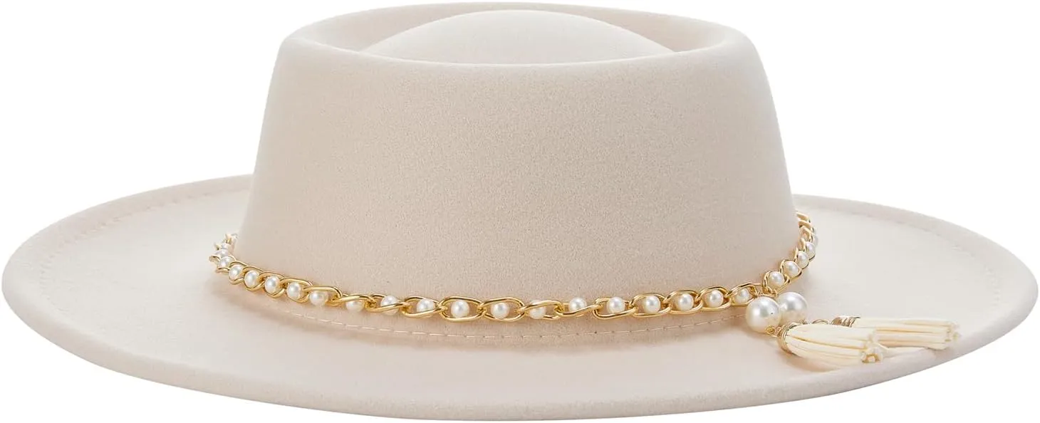Women Classic Felt Church Hats British Style Wide Brim Top Fedora Hat Wedding Dress Up Jazz Cap Boater Hat