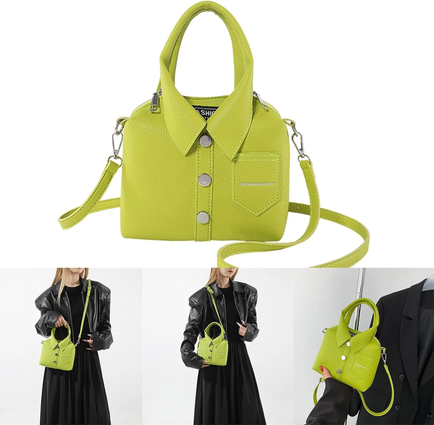 Women Crossbody Bag Fashion PU Leather Funny Shirt Shape Shoulder Purse Top Handle Handbag with Adjustable Strap