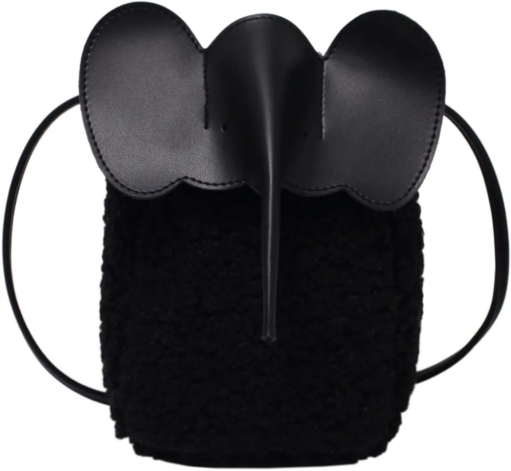 Women Fashion Elephant Plush Phone Shoulder Bag Cute Animal Elephant Purse Crossbody Bag
