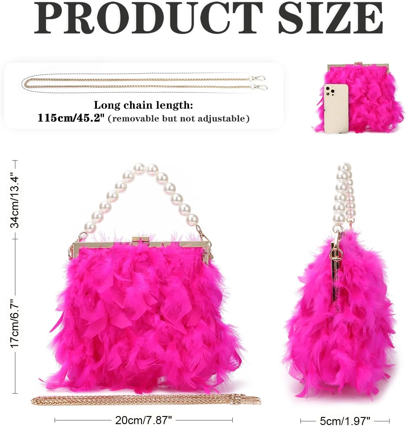 Women Feather Clutch Purses Fluffy Feather Evening Handbags for Wedding Banquet Party