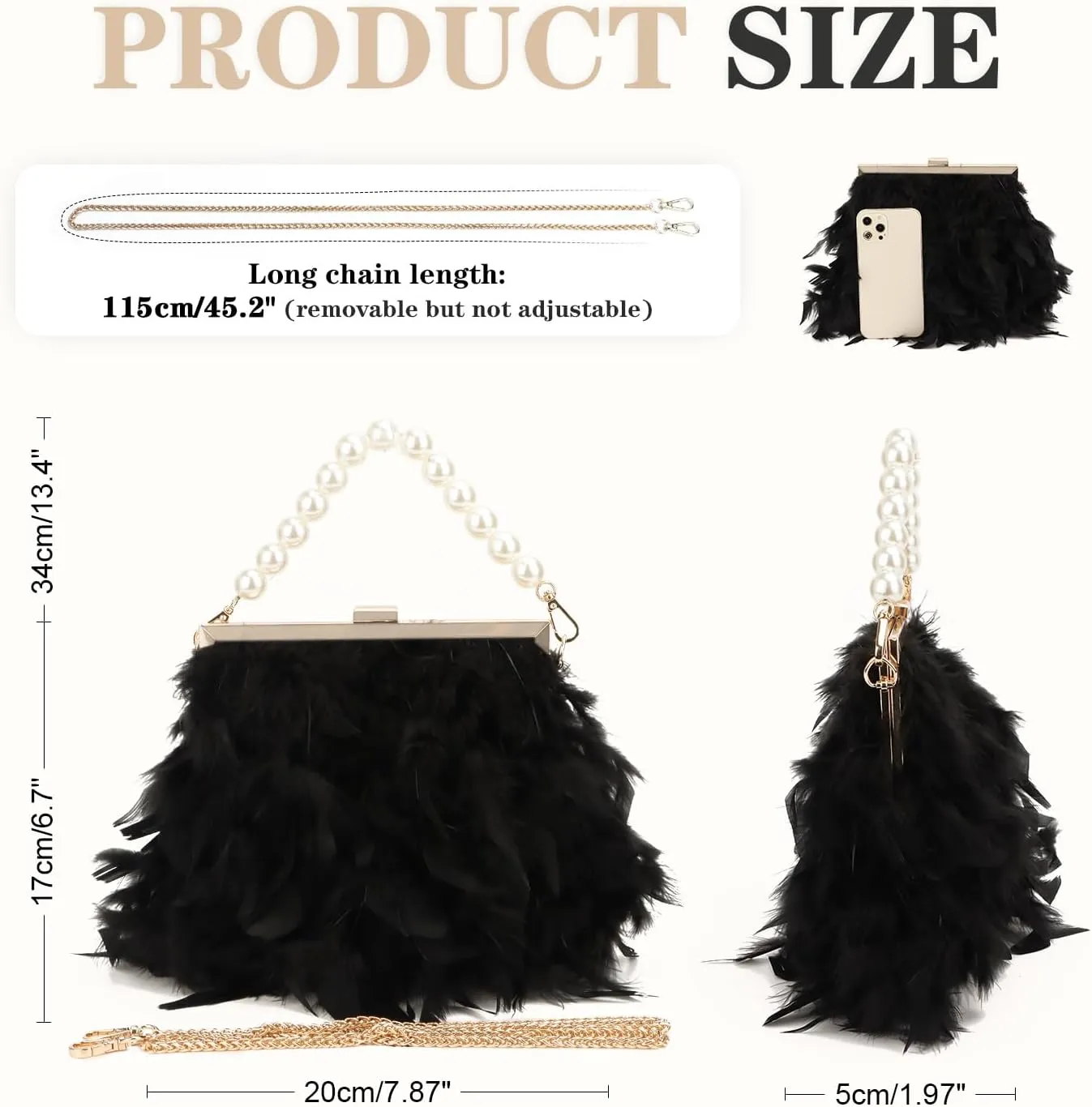 Women Feather Clutch Purses Fluffy Feather Evening Handbags for Wedding Banquet Party