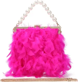 Women Feather Clutch Purses Fluffy Feather Evening Handbags for Wedding Banquet Party