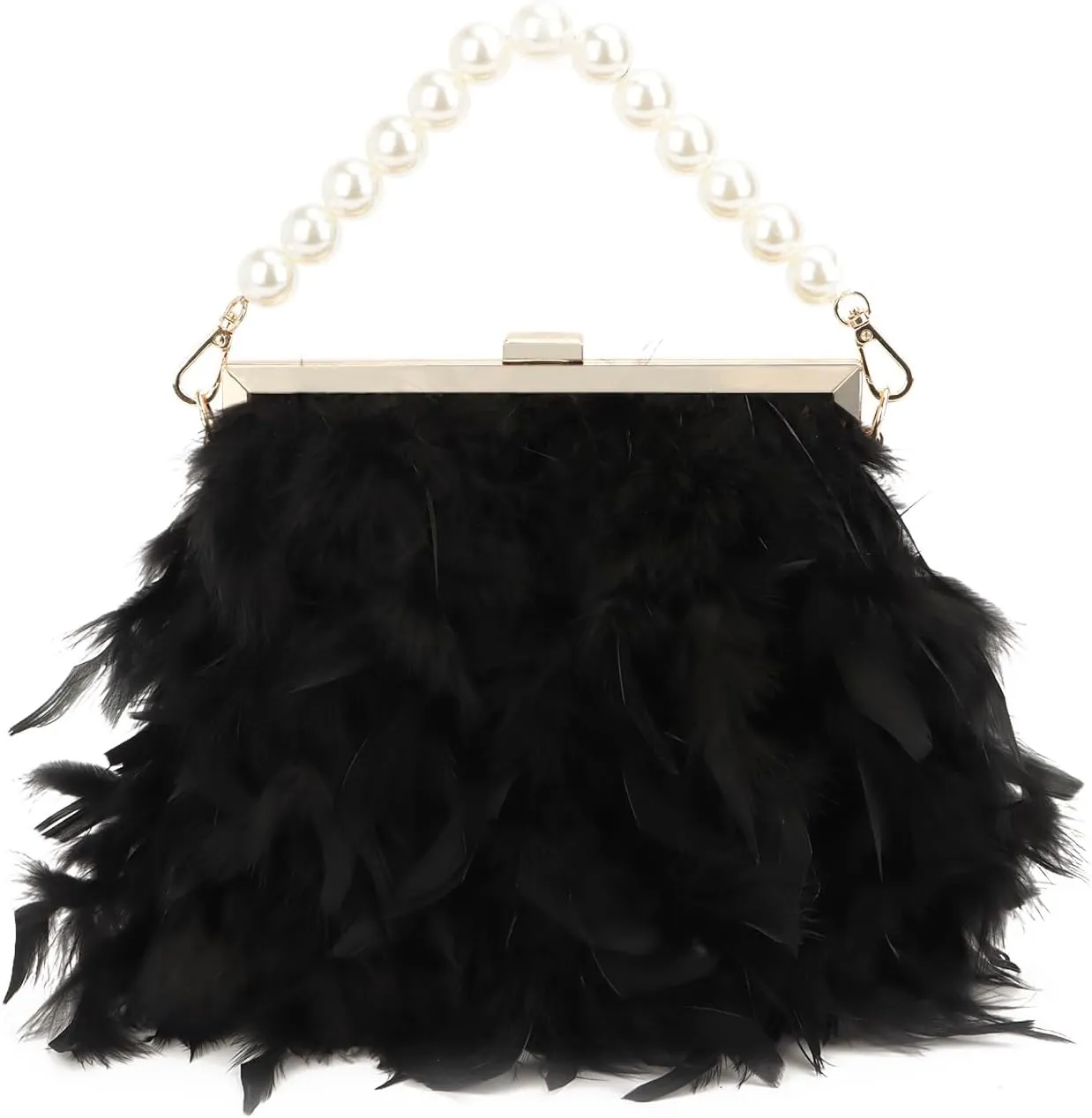 Women Feather Clutch Purses Fluffy Feather Evening Handbags for Wedding Banquet Party