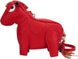 Women Funny Horse Shape Crossbody Bag Cute Animal Shoulder Bag PU Leather Clutch Purse
