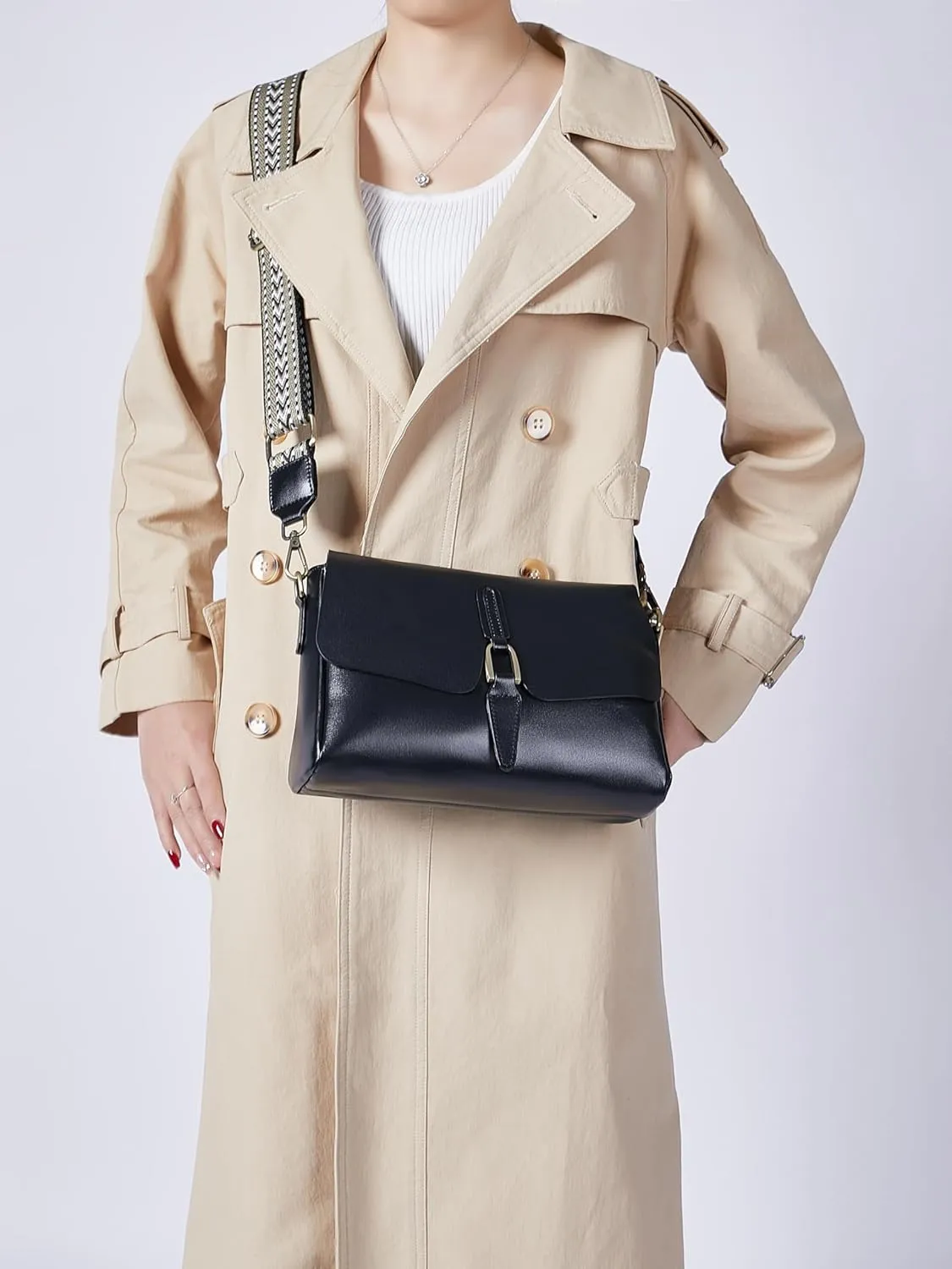Women Genuine Leather Shoulder Bags Classic Crossbody Purses for Lady Handbag