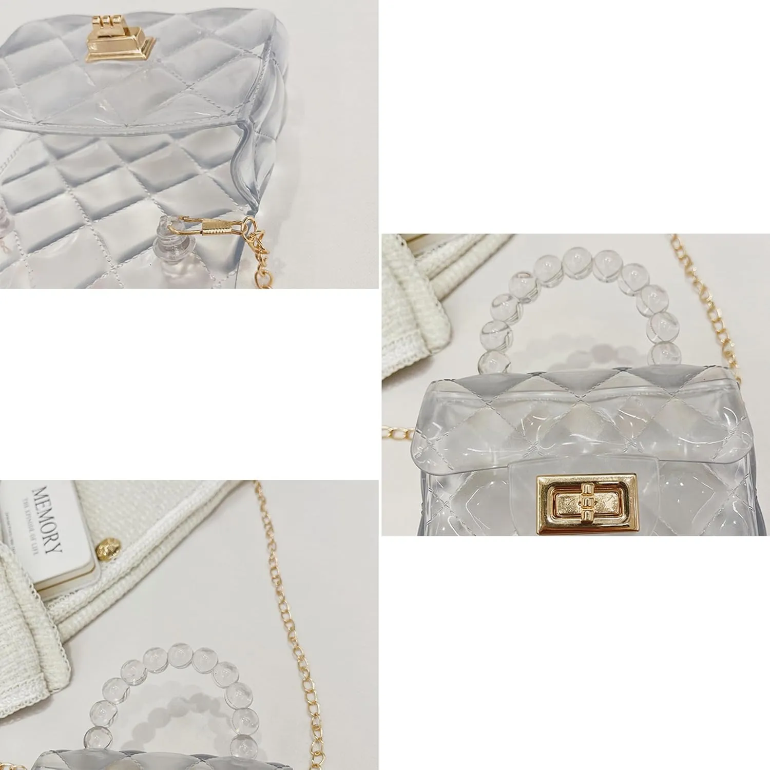 Women Girls Mini Jelly Purse Small Candy Color Jelly Crossbody Bag Cute Princess Shoulder Bag with Pearls Top Handle