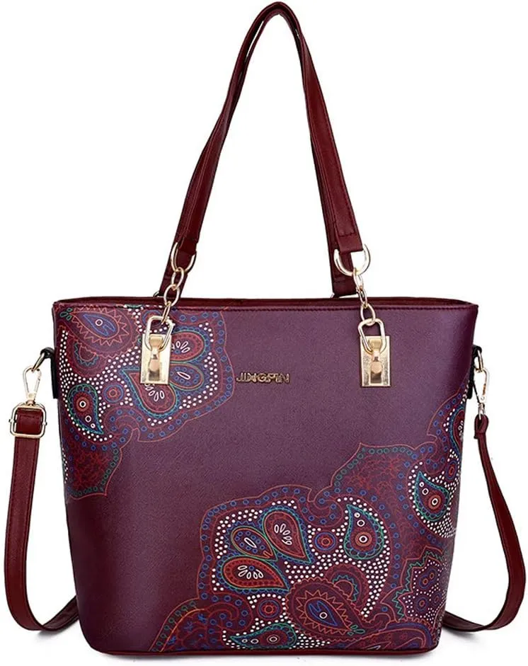 Women Handbag Set 6 Pcs PU Leather Tote Purse Elegant Shoulder Bags and Clutch