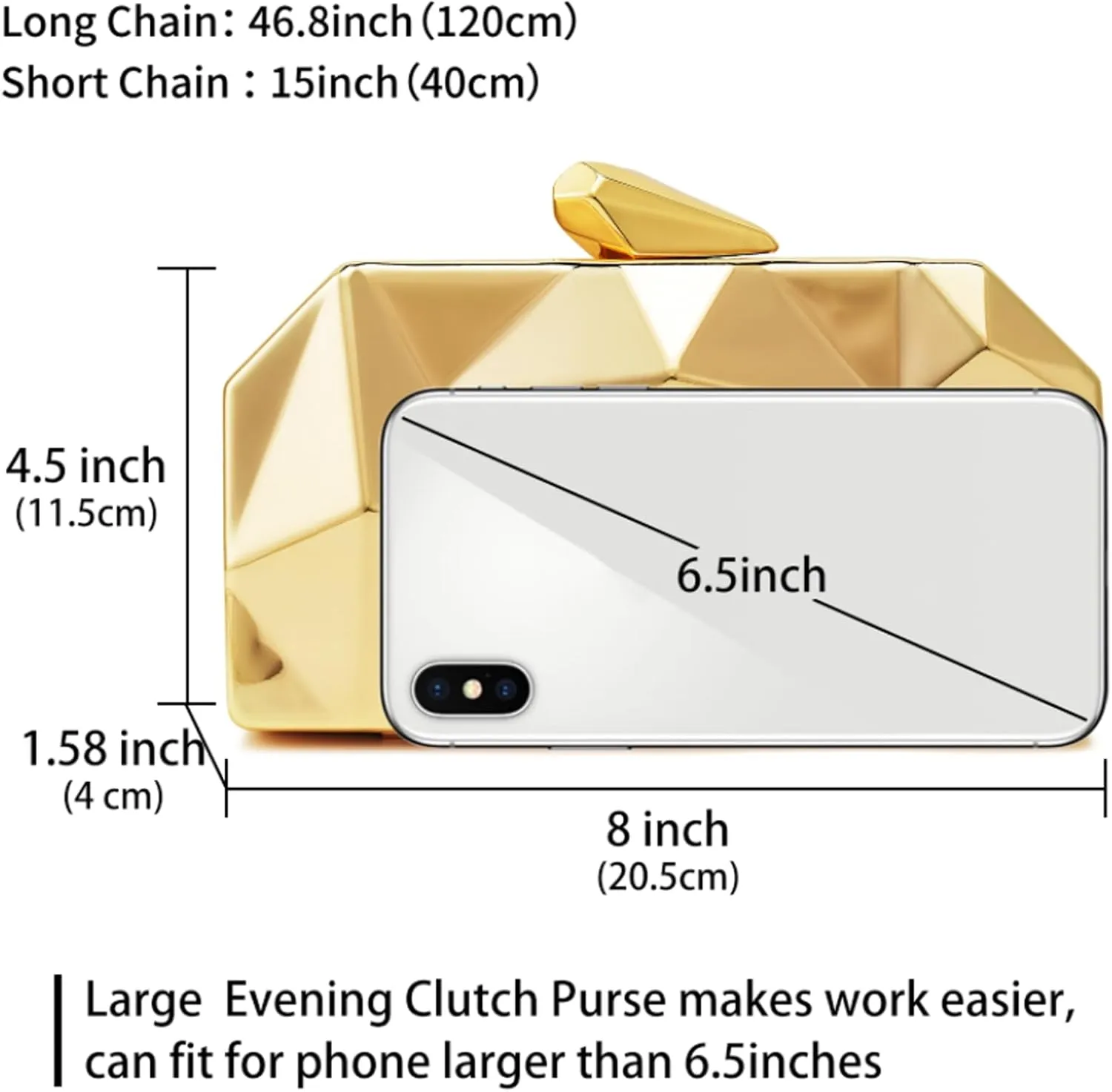Women Lattice Pattern Metal Evening Clutch Bag,Geometric Evening Clutch Purse Handbag With Chain Strap
