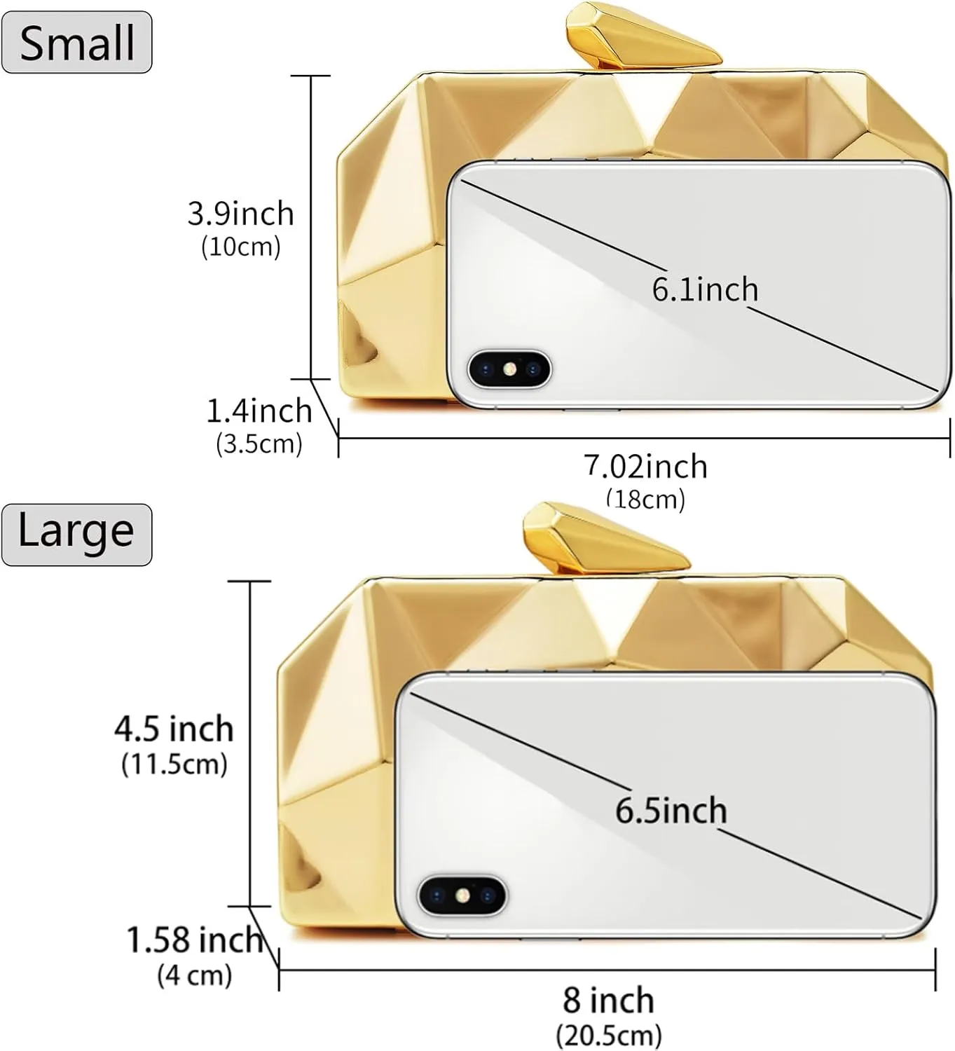 Women Lattice Pattern Metal Evening Clutch Bag,Geometric Evening Clutch Purse Handbag With Chain Strap