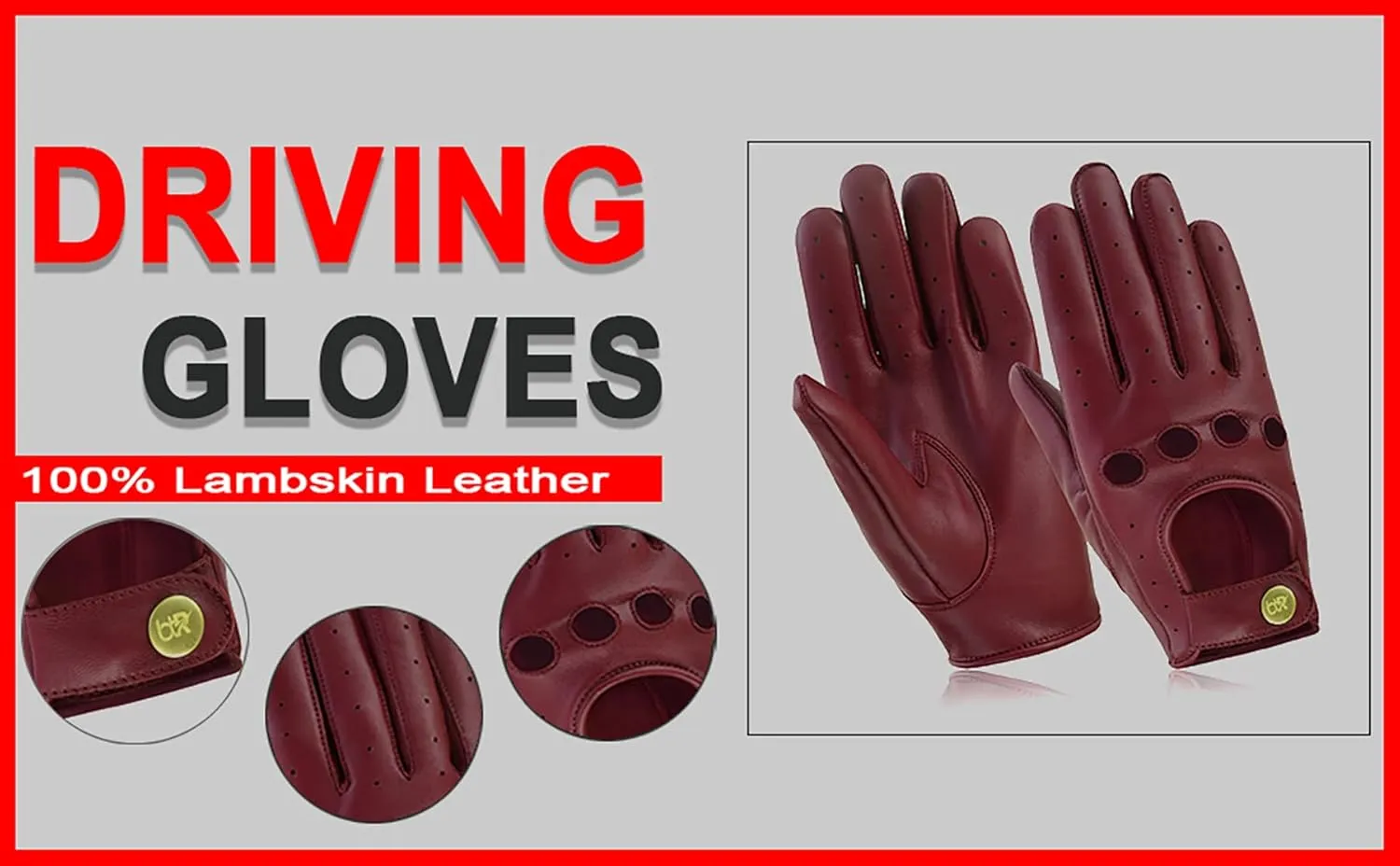 Women Leather Gloves Ladies Leather Driving Gloves Chauffeur 100% Genuine Lambskin Leather Gloves Full Finger Car Driving Motorcycle Bikers Riding Gloves