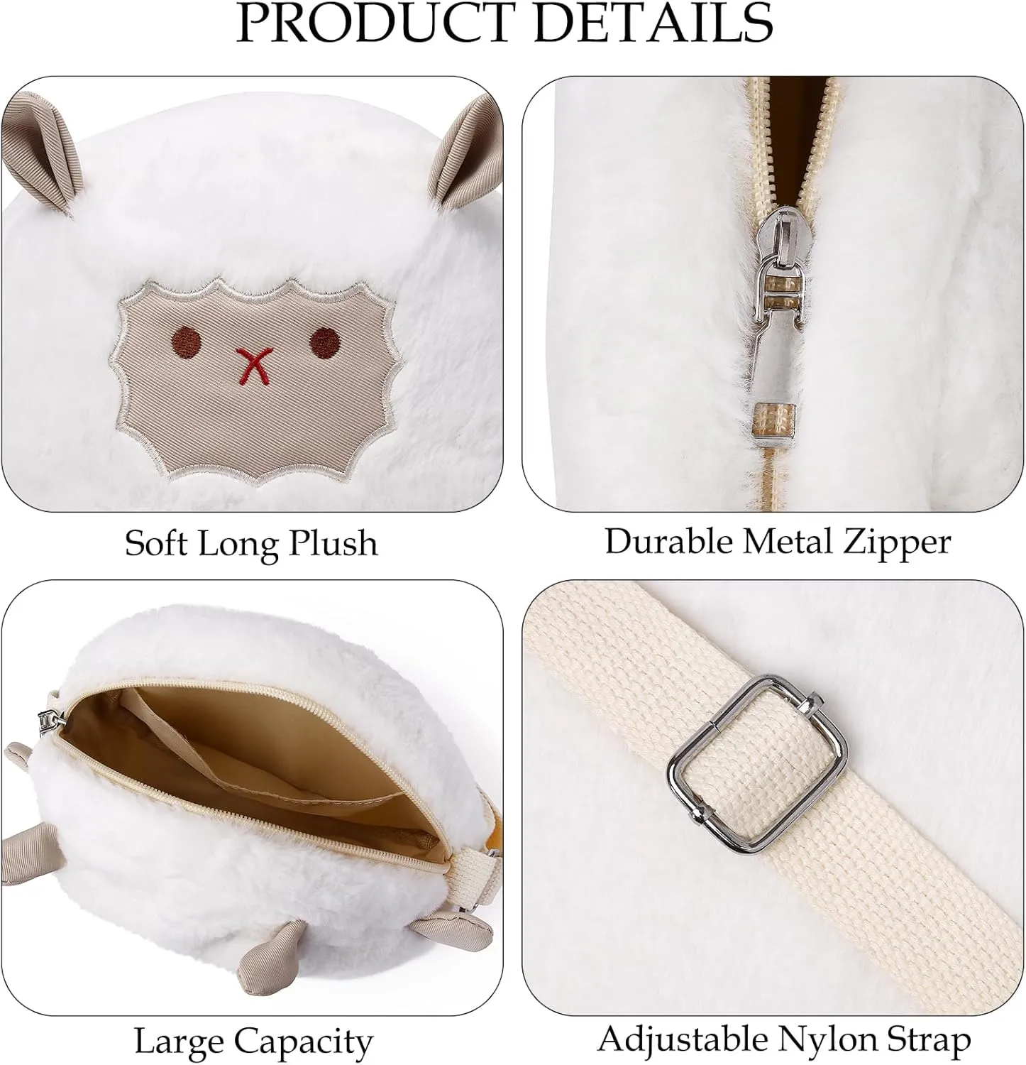 Women Plush Cloud Crossbody Purse, Kawaii Soft Shoulder Bag,Cute Cartoon Fluffy Crossbody Bag for Girls