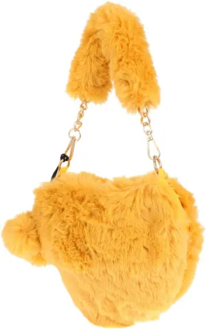Women Plush Handbag 1Pc Shaped Handbag, Wool Fuzzy Purse, Female Lovely Furry Crossbody Bag, Plush Chic Shoulder Bag for Winter Autumn, Yellow Travel Plush Handbag