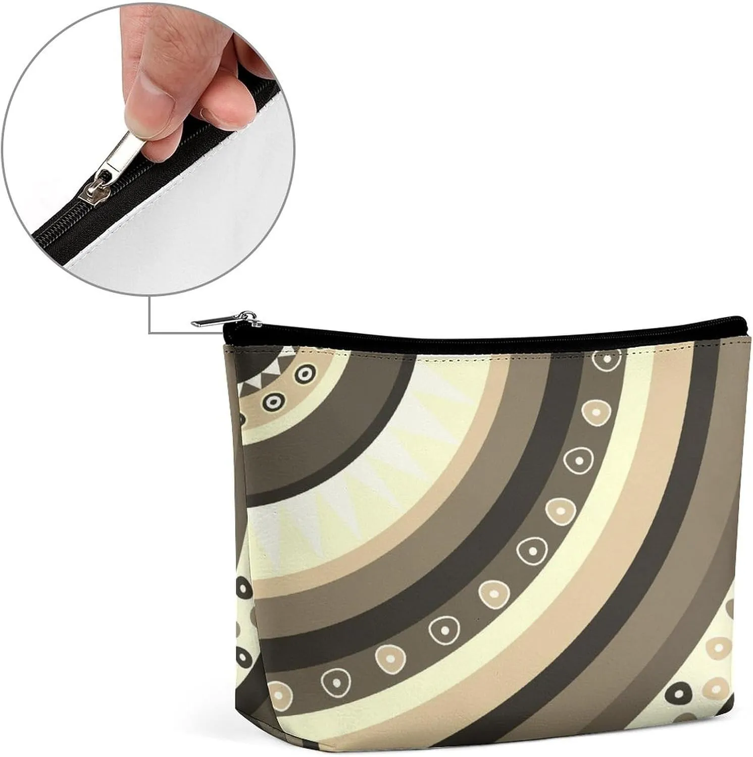 Women PU Leather Cosmetic Bag, Makeup Case Purse Holder Zipper Pouch Handbag Organizer Toiletry Storage 6.8x5.9x2.3 in
