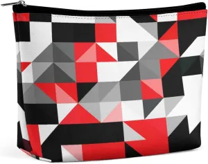 Women PU Leather Cosmetic Bag, Makeup Case Purse Holder Zipper Pouch Handbag Organizer Toiletry Storage 6.8x5.9x2.3 in