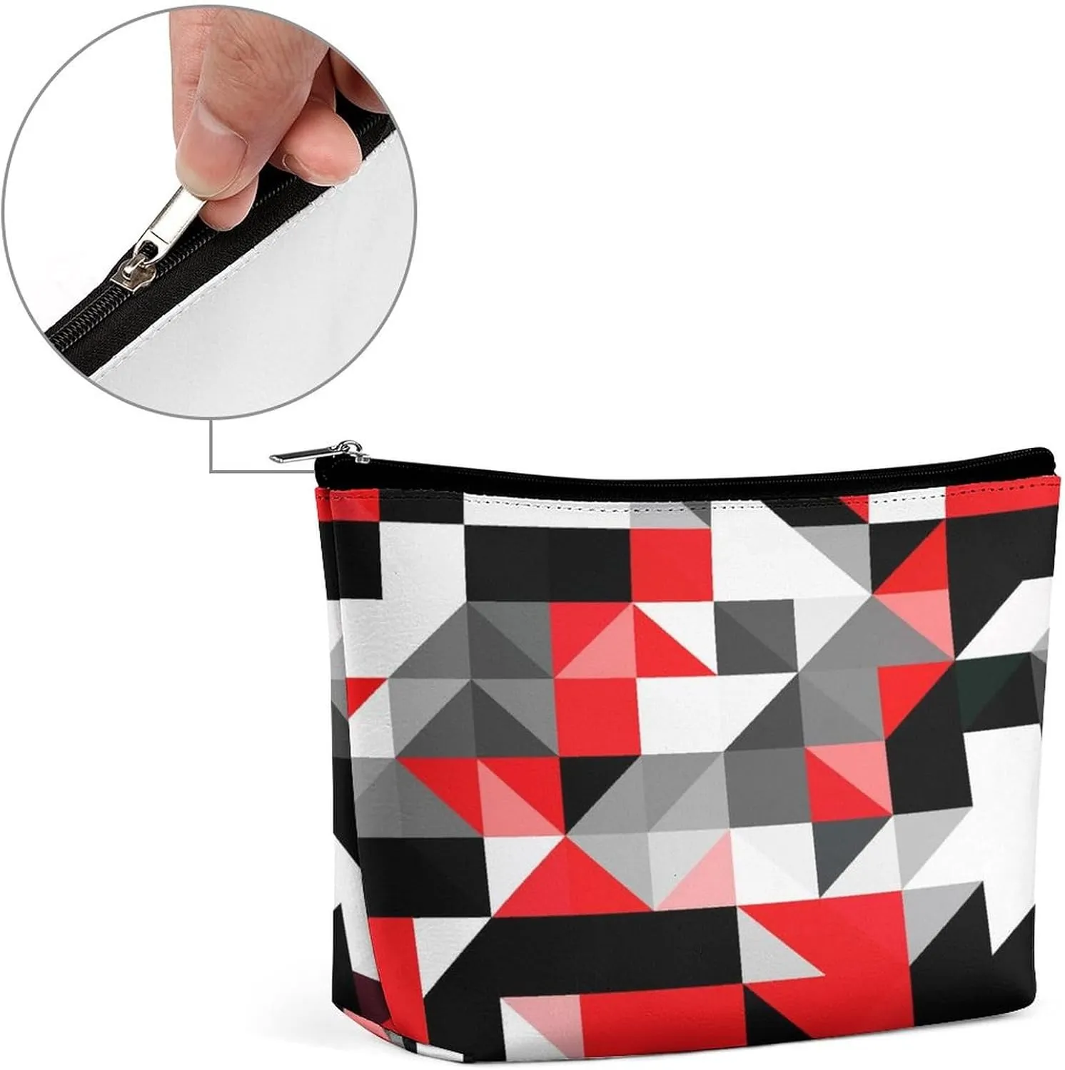 Women PU Leather Cosmetic Bag, Makeup Case Purse Holder Zipper Pouch Handbag Organizer Toiletry Storage 6.8x5.9x2.3 in